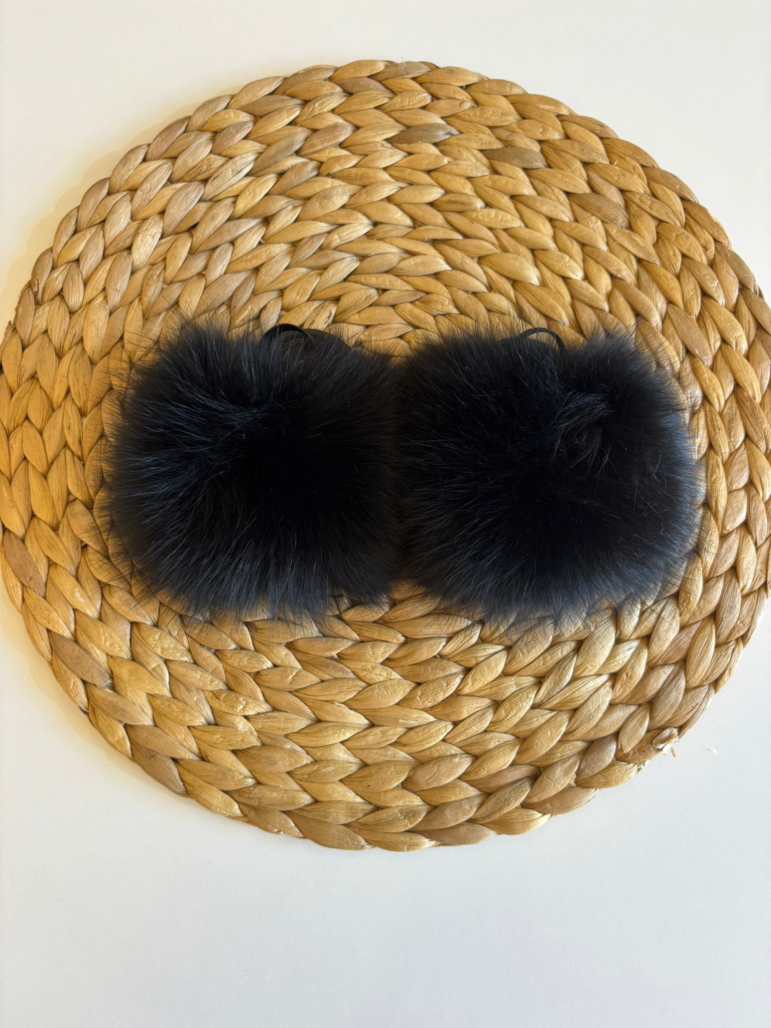 Ciabattina con pelliccia in volpe con pelo long nap